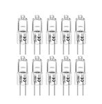 10 Pack Crystal Clear 4MM Wide 20 Watt AC DC 12V T3 Light Bulb Replacement JC G4 2 Pin Base Halogen Kitchen Table Pendant Lamp 12 Volt 20W Bi-Pin Warm Clear Bright White Landscape Desk Lighting