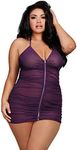 Dreamgirl Women's Plus Size Plum Chemise & G-String, Plum, One Size