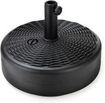 Home Zone Living 40lb Round Fillable Patio Umbrella Base Stand, 18in, Pole Holder, Water, Sand, Fits Poles Up to 1.9in(48mm) Diameter, UV Resistant, Lawn, Deck, Backyard, Garden, Spa, Pool, USA-Based