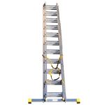 BPS TRADE MASTER PRO - 3 Section Extension Ladder/Ladders with Integral Stabiliser, Aluminium, Rubber