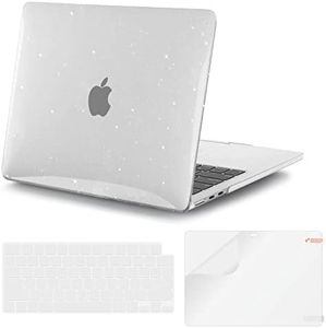 iCasso Compatible with MacBook Air 13.6 inch Case 2024-2022 Release M3 A3113 A2681 M2, Case for MacBook Air 13 inch, Laptop Hard Shell Cases with TPU Keyboard Cover & Screen Protector(Clear Glitter)