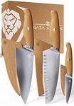 Dalstrong 3 Piece Knife Set - Gaia Series - Chef Knife, Santoku Knife, Paring Knife - High-Density Wood Fiber Handle - Sustainable and Eco-friendly Kitchen - Sheaths