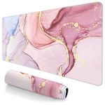 Atufsuat Extended Large Mouse Pad, XXL Gaming Desk Pad 31.5 x 15.7 Inch, Big Computer Keyboard Mousepad, Waterproof Mouse Mat with Stitched Edges and Non-Slip Base for Office Gaming, Pink Marble