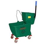 Alpine Industries Commercial Mop Bucket with Side Press Wringer - Mop Bucket with Wheels - Perfect for School, Offices, Resturants, Restrooms - 36 Qt - Green