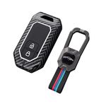 STYLENFLAUNT® Luxury Waterproof Metal Carbon Fiber Black Soft Silicon Car Key Shell with Keychain 2 Button Metal Smart Car Key Cover for Toyota Urben cruiser | Hyryder | Glanza