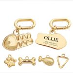 MEMOPAW Dogs ID Tags Personalized Double Sided Deep Engraved Cat & Dog Collar Charm Fishbone Balloon Shape Brass