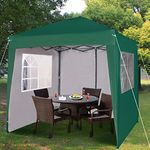 Pop-up Gazebo 2m x 2m With Sides Silver Protective Layer Waterproof Marquee Canopy (WS) (Green)
