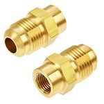 Joywayus Brass Flare Tube Fitting Coupling Gas Adapter 3/8"Flare Male x 1/8"NPT Female Pipe Connector (Pack of 2)