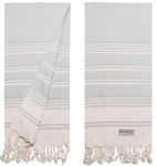 DEMMEX (Set of 2) Turkish Hand Towels, 100% Certified Organic Cotton, Bathroom Hand, Face, Hair, Bath, Gym, Kitchen Towel, Dishcloth, Prewashed, Double Tied Tassels, 18x36 Inches (Gray)