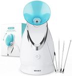 EZBASICS Face Steamer Professional, Nano Ionic Facial Steamer for Pores with Warm Mist Humidifier Atomizer and Sauna Inhaler Spa, Aromatherapy Design, 1-Pack + 5-Pack Stainless Steel Skin Kit Blue