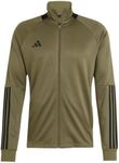 adidas Men's Sereno Cut 3-Stripes Slim Track Jacket, Olive Strata/Black