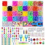 PXDUCN Loom Band Kit, Loom Bands, 2800+ Loom Band Kit 32 Colours DIY Refill Bracelet Making Kit with Beads Accessories, Friendship Bracelet Making Kit for Halloween Christmas Birthday