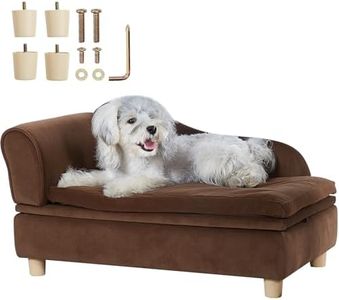 VEVOR Pet Sofa, Dog Couch for Medium-Sized Dogs and Cats, Soft Velvety Dog Sofa Bed, 37kg Loading Cat Sofa, Dark Brown