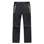 LANBAOSI Kids Boys Girls Waterproof Outdoor Hiking Pants Warm Fleece Lined Black