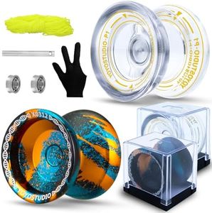 Pack of 2 Responsive Yoyos -YOYOSTUDIO X0312 Black Blue Orange + P1 White Professional Yoyo for Kids 8-12 Unresponsive Yoyo Bearing for Adults with 2 Clear Yoyos, Case, 10 Yo-Yo Strings