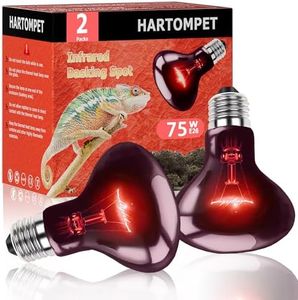 HARTOMPET 75W Infrared Basking Spot Light Bulbs – Ideal for Reptiles & Amphibians Like Bearded Dragons, Snakes, Turtles & Lizards; Red Heat Lamp for Pet Brooders, Terrariums & Turtle Tanks | 2 Pack