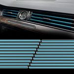 BEYPOVK 20Pcs Car Air Coditioner Vent Outlet Trim Strip, Bendable DIY Auto Chrome PVC Decorative Strips for All Straight Air Vent Outlet (Blue)
