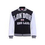 Itzu Kids Youth Varsity Jacket London England Zipped Cotton Union Jack (Black - 12-13 Years)