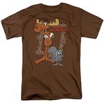 2Bhip Rocky & Bullwinkle 1960's Animated TV Show Best Friends Frame Adult T-Shirt Brown