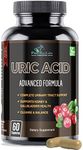 Uric Acid Advanced Formula – Kidney, Liver, Gallbladder, Urinary Tract Cleanse with Cranberry, Chanca Piedra, Tart Cherry, Milk Thistle and Bromelain 60 Capsules