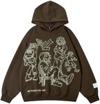 POOPMOOM Y2k Hoodie Men Women Aesthetic Graphic Hoodies Pullover Sweatshirt Hip Hop Goth Grunge Harajuku Jacket, 1-brown, Small