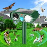 Cat Repellent Garden Ultrasonic Fox Repellant Cat Deterrent Pet Animal Deterants Solar Powered & Waterproof Flashing Light Outdoor Farm Yard, Effective for Cats, Dogs, Foxes, Birds