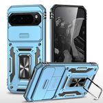 PURECOLOR® Military Grade Cover for Google Pixel 9 Pro XL Back Case with Screen & Camera Protection | Rotated Ring Kickstand | Heavy Duty Shockproof Protective Pouch Case - Sky Blue