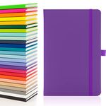 Notes London Eco A5 Notebook with Lined Pages, Pen Loop, Ribbon, Date Marks and Paper Pocket, Medium Hardback Journal, Note, Sustainably sourced paper (Purple)
