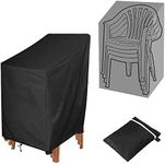 COOSOO Garden Stacking Chair Cover Waterproof Patio Stackable Chair Covers Windproof Anti-UV 420D Oxford Fabric Outdoor Reclining Chair Furniture Protective Cover for All Weather Protection