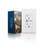 TOPELER Wall Outlet with 3 USB Port, 6.0A High Speed Charging Capability, Child Proof Safety Receptacle, 20 Amp TR Wall Socket with USB-C Port, Screwless Plate Include, ETL Listed & FCC Approval