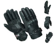 Evo New Leather Motorbike Motorcycle Bike Heavy Duty Waterproof Winter Thermal Carbon Shell Gloves (Large) (Black, L)