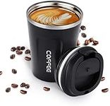 Intsun 380ml/13oz Coffe Traveler Mug with Lid Reusable Stainless Steel Vacuum Double Insulated Coffee Tumbler for Women Men Gifts for Birthday, Fathers Mothers Day, Thanksgiving Day, Chrisrmas, Black