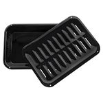 Certified Appliance Accessories SPL50008 Small 2-Piece Broiler Pan & Grill Set Porcelain-on-Steel 13" x8-3/4 x1-3/8 Broiler Pan for Oven, Black