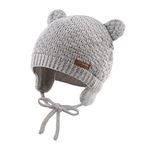 JANGANNSA Cute Infant Toddler Baby Boys Hat Bear Ears Baby Girls Beanie Cotton Lining Earflap Kids Hat Spring Autumn 0-2Y(Gray, L)