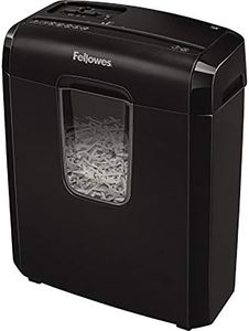 Fellowes 6C - Trituradora de Papel, Corte en partículas, destruye hasta 6 Hojas, destructora de Folios Uso Personal, Papelera de 11L, Nivel de Seguridad DIN-P4, Color Negro