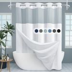 EUTXL White No Hook Shower Curtain 