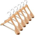 High-Grade Wooden Hangers - Set Of 6 - Heavy-Duty Wooden Coat Hangers with Wide Shoulders - Clothes Hangers with 6.3cm Shoulder Flares for Suits and Garments - Wooden Suit Hangers with Trouser Bar