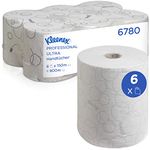 Kleenex Ultra Rolled Paper Towels 6780 - Rolled 2 Ply Hand Towels - 6 x 150m White Paper Towel Rolls