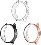 3 Pack - Fintie for Garmin Vivoactive 3 Screen Protector Case, Premium Soft TPU Slim Plated Protective Bumper Shell Cover [Scratch-Proof] for Garmin Vivoactive 3 Smartwatch, Black, Clear, Rose Gold