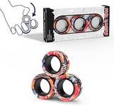 Magnetic Rings Fidget Toy Set, Idea ADHD Fidget Toys, Adult Fidget Magnets Spinner Rings for Anxiety Relief Autism Therapy, Fidget Pack Great Gift for Adults Teens Kids (G)