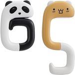 kwmobile Handbag Hooks for Tables (Set of 2) - Cute Portable Hanger Hook Holders for Bag Purse - Handbag Pattern 1 Black/White/Dusty Pink