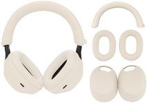 Adhiper 3 Set Case Cover for Sony WH-1000XM5 Headphones,Embody EarPad Cover/Ear Cover/Headband Cover/Headband Cushion Protector,Sweat Proof Soft Silicone Headphones Accessories（Off White）