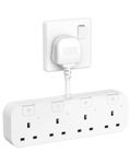 4 Way Multi Plug Extension, 4 in 1 Plug Adapter with Individual Switches, Short Cable Extension Lead Socket Adaptor