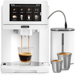 Zulay Magia Super Automatic Espresso Maker Machine with Grinder - 19 Fully Customizable Coffee Options, Auto Cleaning, Milk Foam System - for Latte, Cappuccino - Ultra LUX - White (13.7x17.7x9.4)