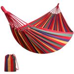 Kuber Industries Canvas Travel Hammock |Garden Hammock Swing for Adults|130 KG Load Bearing Capicity|Including 2 Rope, 1 Bag (Red & Yellow)