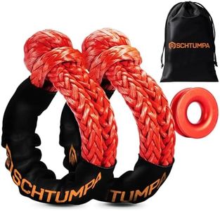 SCHTUMPA 2pcs Synthetic Soft Shackles (57,000lbs Max Breaking Strength) 1/2 inch x 22 inch with Red Snatch Recovery Ring Kit for Sailing SUV ATV 4X4 Truck Jeep