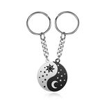 PiercingJak 2pcs Yin Yang Couple Keyring Black and White Matching Puzzle Pendant Stainless Steel Relationship Key Chain Gift for BestFriend Girlfriend Boyfriend Women Men