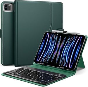 MoKo Universal Tablet Case with QWERTY Keyboard for 9",9.7",10.1",10.2",10.4",10.5",10.9",11" Tablet, with Removable Wireless Bluetooth Keyboard&Pen Holder for iPad Samsung Fire Pixel, Midnight Green