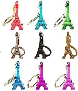 Tour Eiffel porte-clés -Souvenir de Paris France - Lot de 9 (Couleurs assorties)
