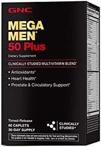 GNC Mega Men 50 Plus Multivitamin | Antioxidants | Heart Health | Prostate and Circulatory Support | 60 Count